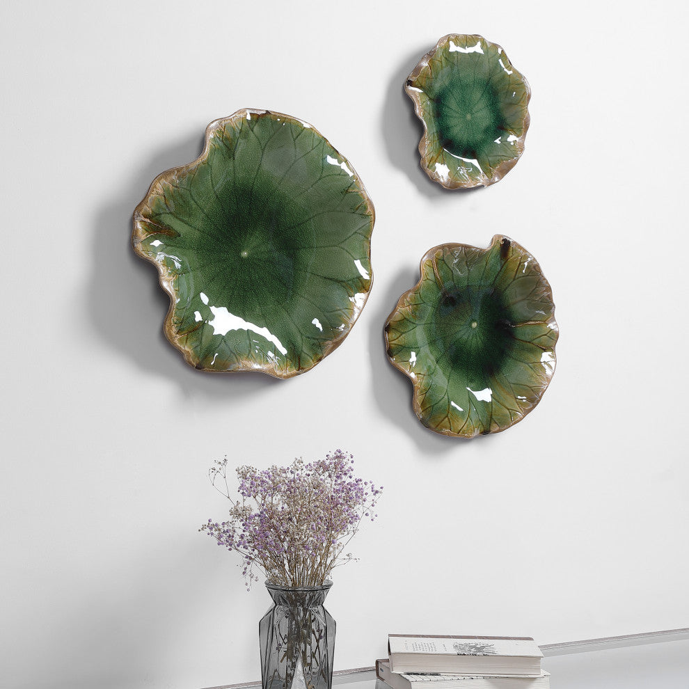 Abella Green Ceramic Wall Decor, Set of 3
