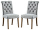 Button Tufted Armless Dining Room Chairs, Set of 2, Gray