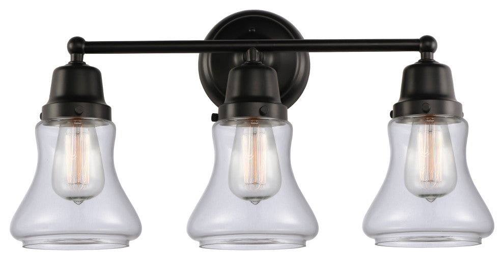 Innovations 623-3W-BK-G192 3-Light Bath Vanity Light, Matte Black