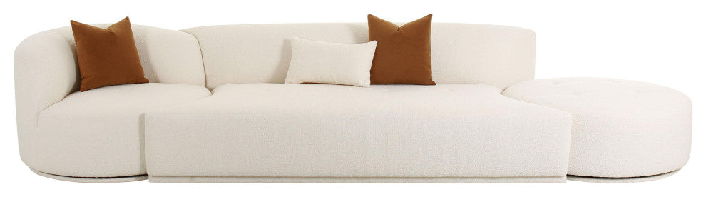 Fickle Cream Boucle 3-Piece Chaise Modular Sofa