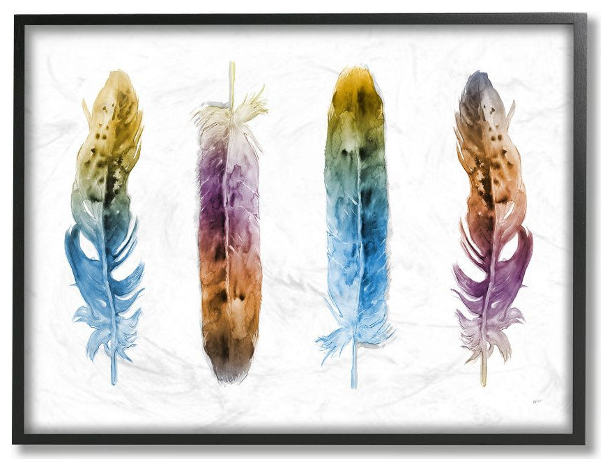 Feathers In Watercolor Design, 24"x30"