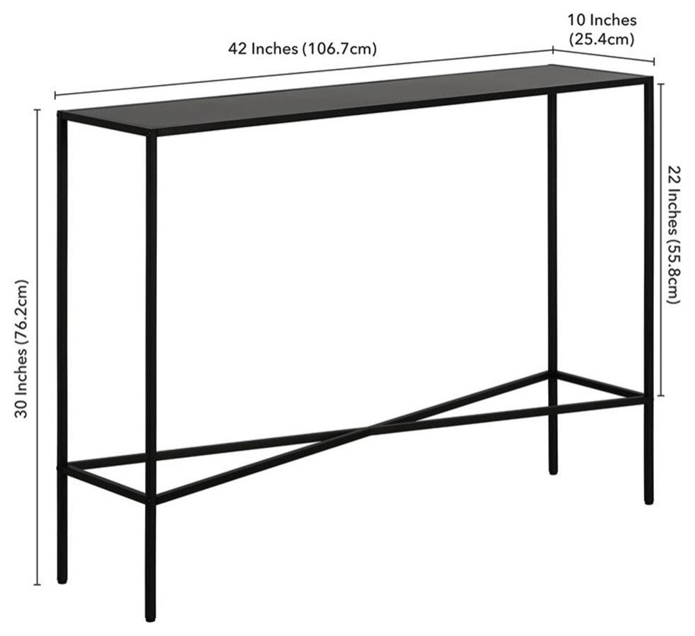 Maklaine Industrial 42" Steel Console Table in Black