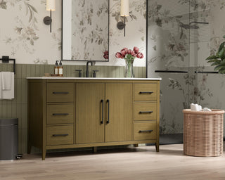 Home Living 60" Single Bathroom Vanity, Chestnut Brown