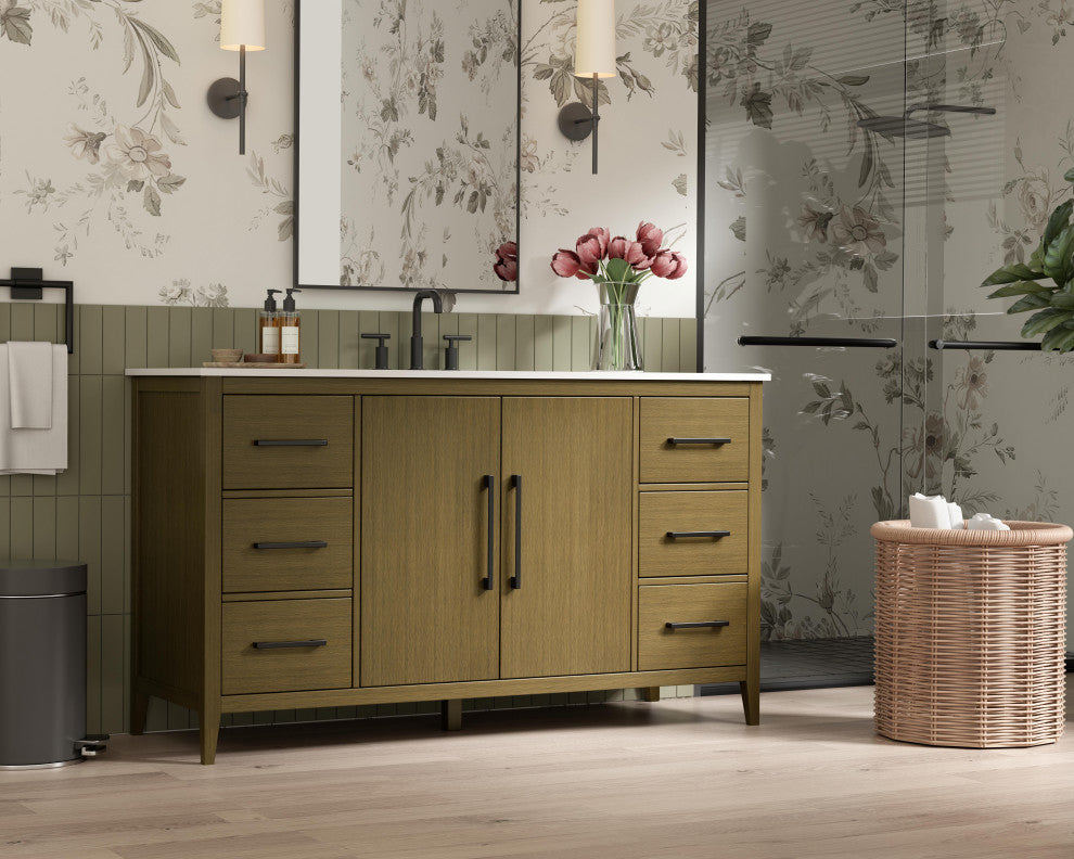 Home Living 60" Single Bathroom Vanity, Chestnut Brown