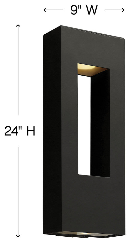 Hinkley Atlantis Outdoor Large Wall Mount Lantern, Satin Black