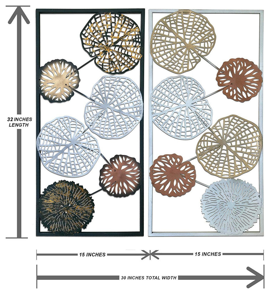 DecorShore Contemporary Metal Wall Art Multicolor Leaves Wall Art