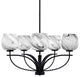 Cavella 5 Light Chandelier In Matte Black Finish, 6" Onyx Swirl Glass