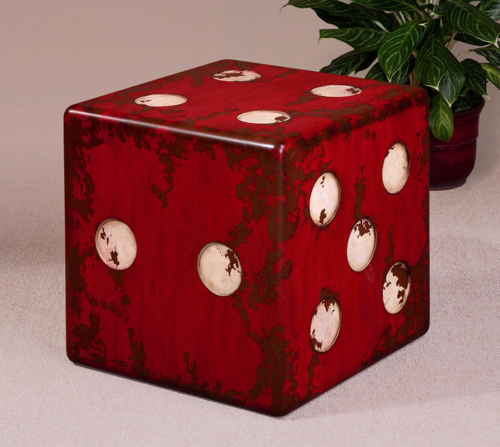 Uttermost Dice Accent Table Burnt Red