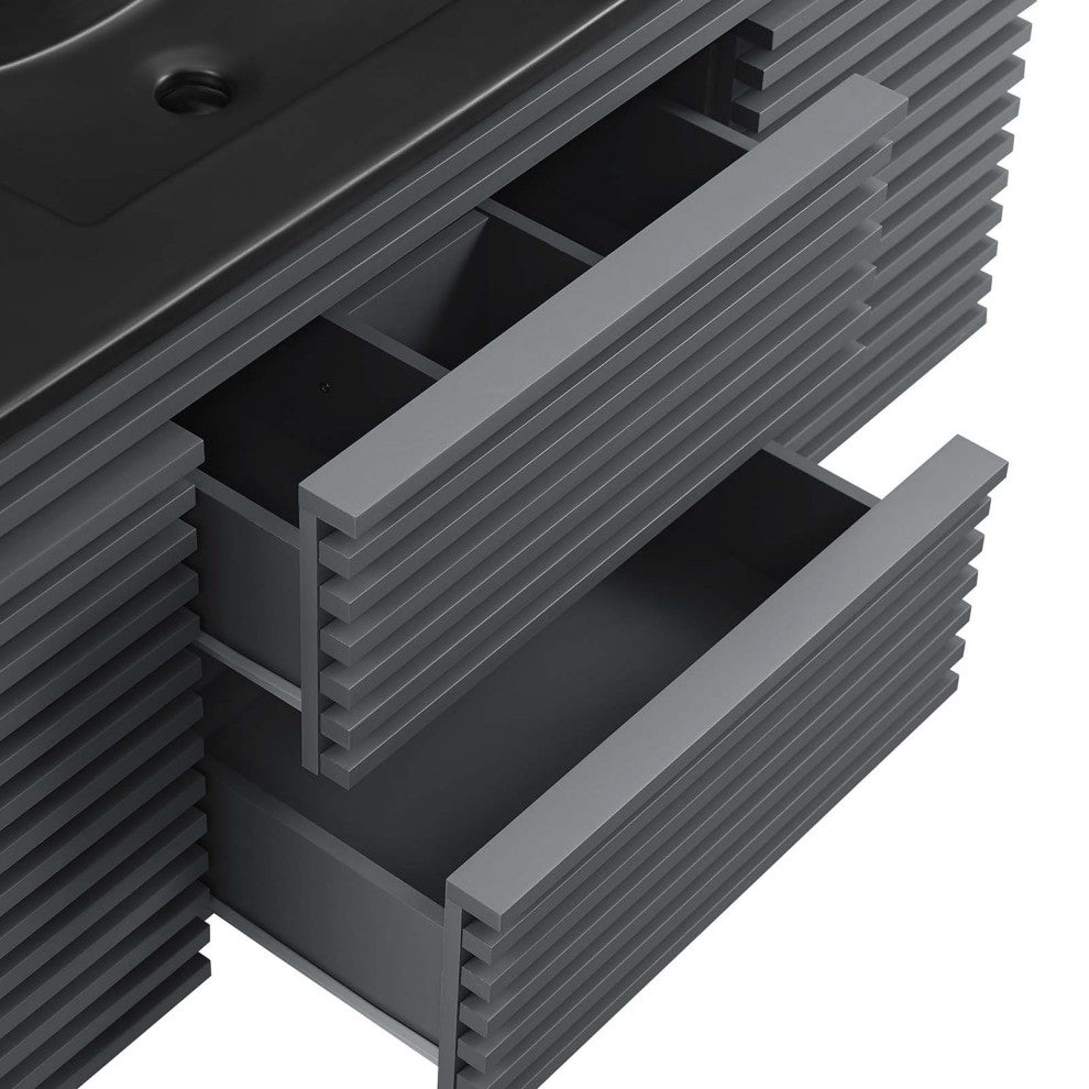 Render 48" Wall-Mount Bathroom Vanity, Gray Black