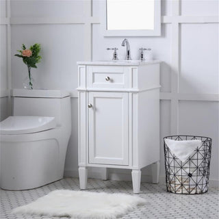 Elegant Decor Park Avenue 18" Single Marble Top Bathroom Vanity in White