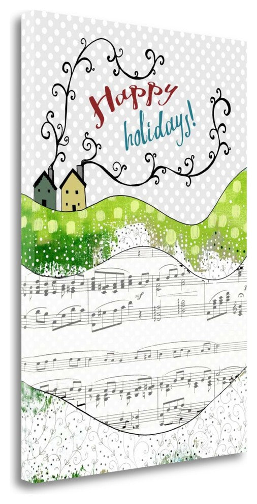 "Happy Holidays Houses" By Sarah Ogren, Giclee Print on Gallery Wrap Canvas