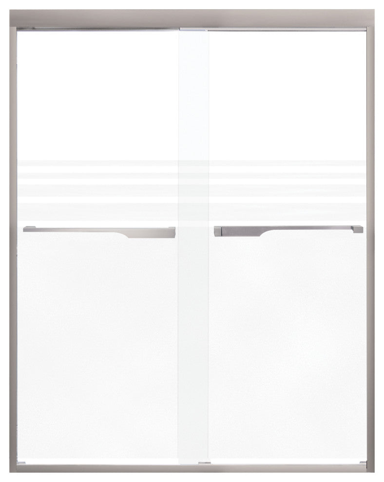 Frederick 47 in. W x 70 in. H Shower Door in Brushed Nickel with Frosted Glass