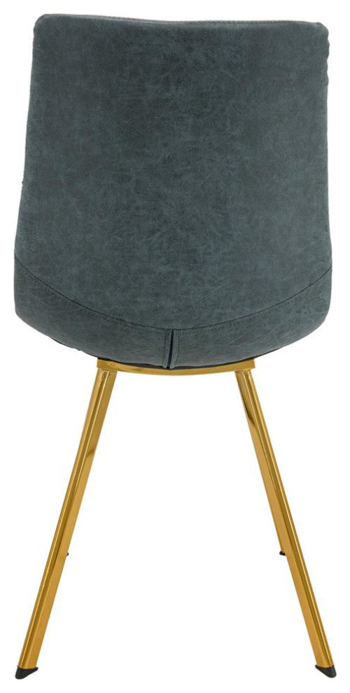 LeisureMod Markley Modern Leather Dining Chair With Gold Legs Set of 2