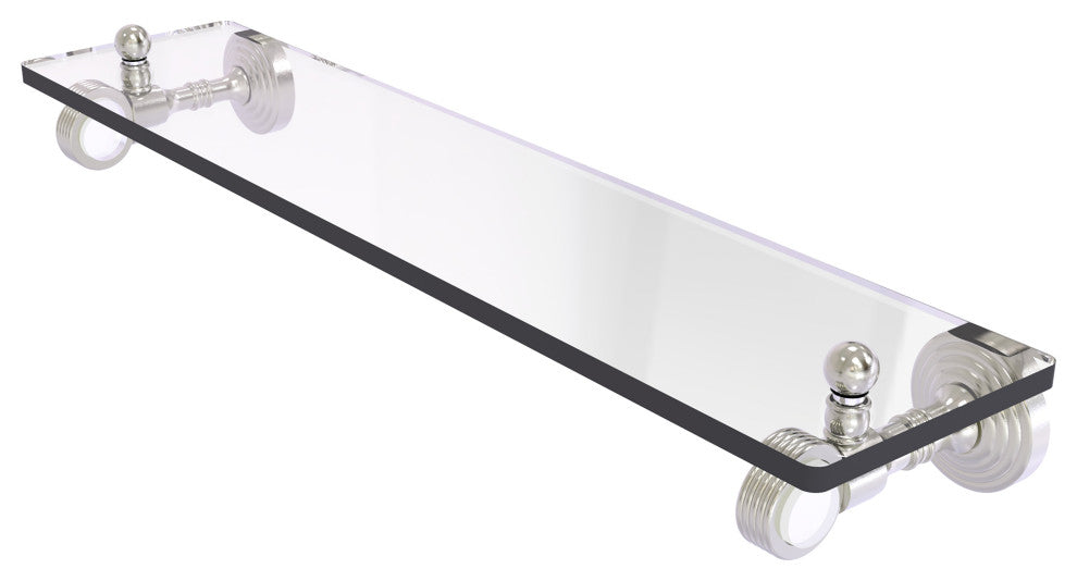 Pacific Grove 22" Glass Shelf with Groovy Accents, Satin Nickel
