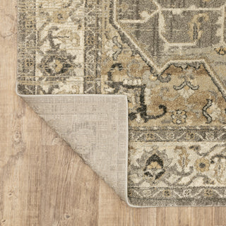 Fleming Vintage Medallion Beige and  Grey Area Rug, 7'10"x10'10"