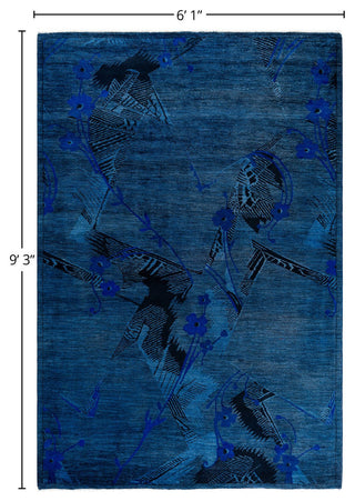 Overdyed, One-of-a-Kind Hand-Knotted Area Rug Blue, 6'1"x9'3"