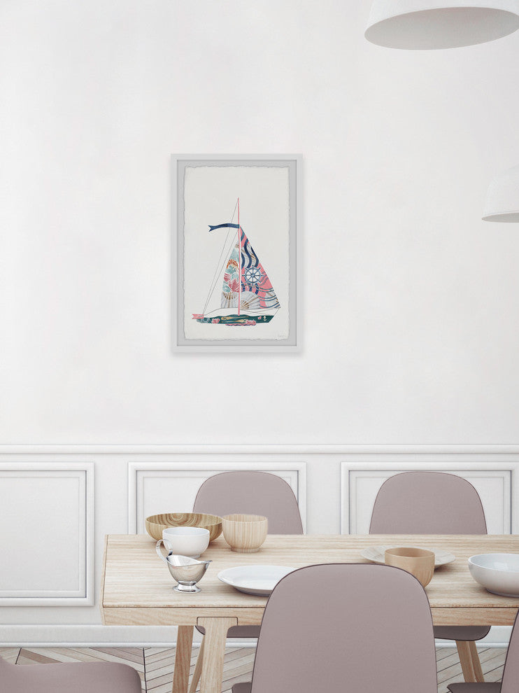 "Sailing Pink" Framed Painting Print, 12"x18"