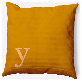18" x 18" Modern Monogram Indoor/Outdoor Polyester Throw Pillow, Autumn Gold