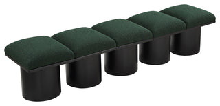 Pavilion Boucle Fabric Upholstered 5-Piece Modular Bench, Green, Black Finish