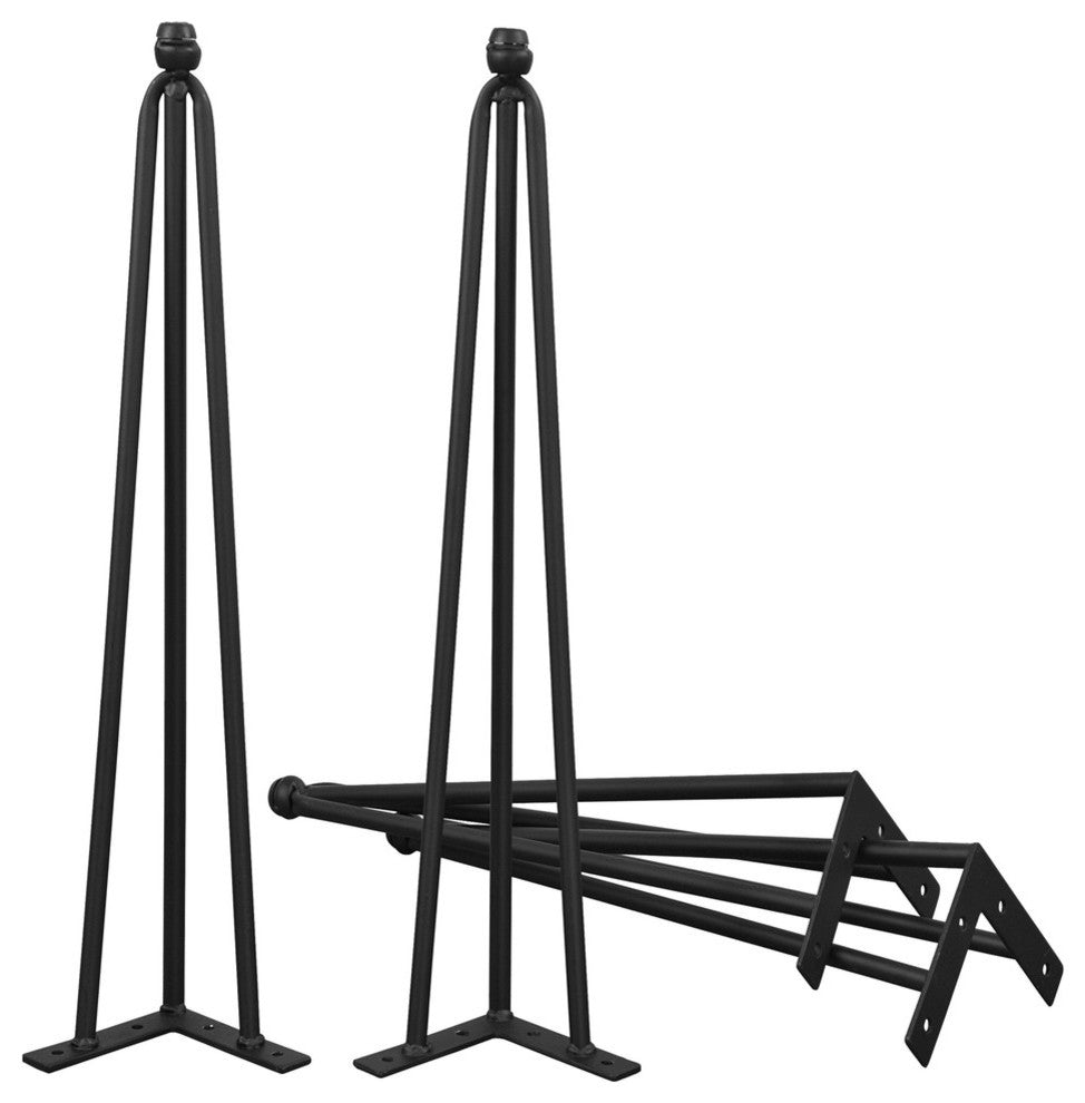 Serenta Hairpin Metal Table Legs, 4-Piece Set, Black, 30"