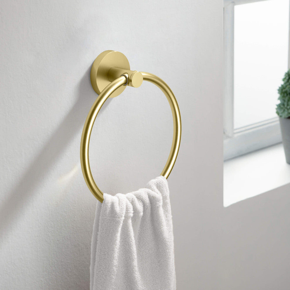 Circular 2-Piece Bathroom Hardware Set, Brushed Gold