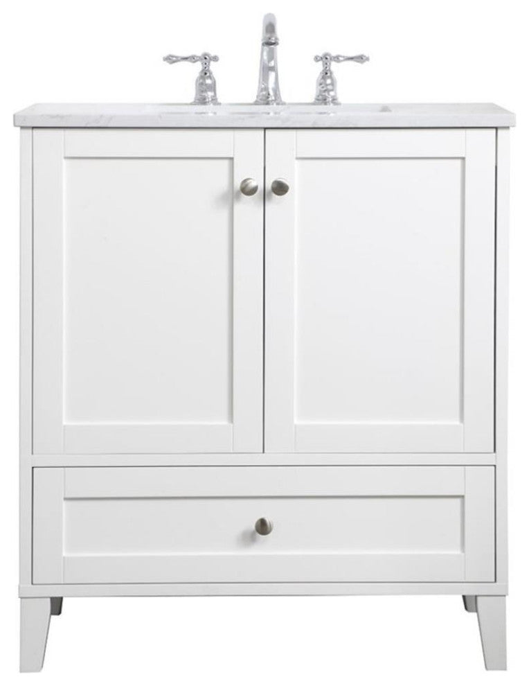 Elegant Decor Sommerville 30" Single Quartz Top Bathroom Vanity in White