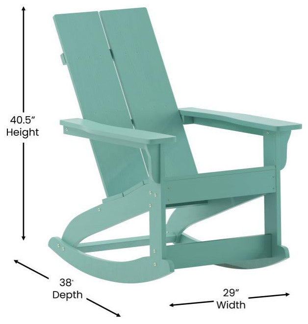 Finn Set of 2 Outdoor Rocking Adirondack Chair-Rust Resistant Hardware, Sea Foam