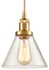 Industrial Mini Glass Pendant Lights Brass Finish Cone Shape