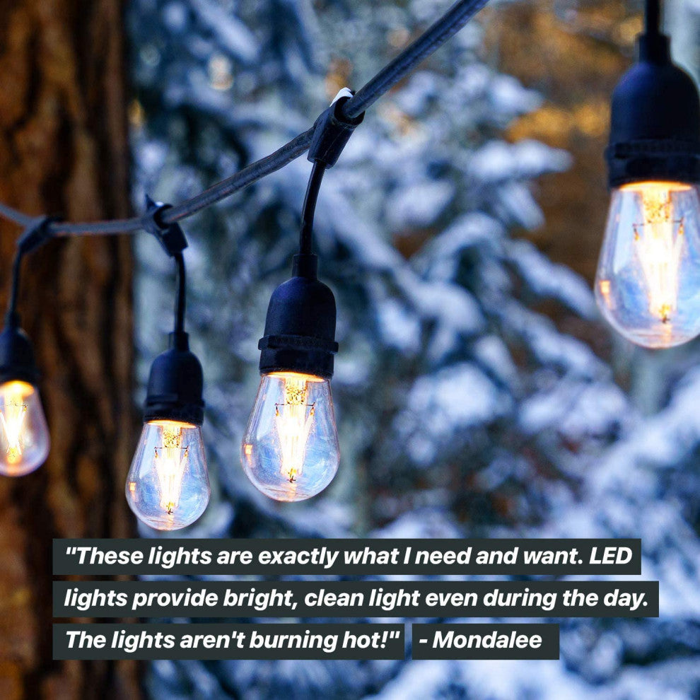 Brightech Ambience Pro - Waterproof LED Outdoor String Lights - 1W Vintage, 48 Ft String