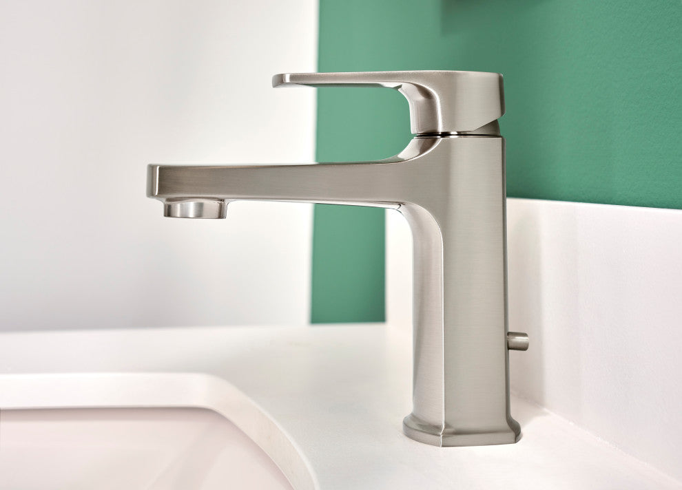 Tribune 1H Bath Faucet 1-Hole Mount, 50/50 Pop-Up Drain 1.2gpm, Brushed Nickel