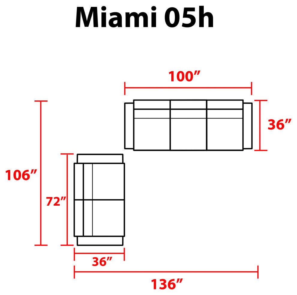 Miami 5 Piece Outdoor Wicker Patio Furniture Set 05h Spa