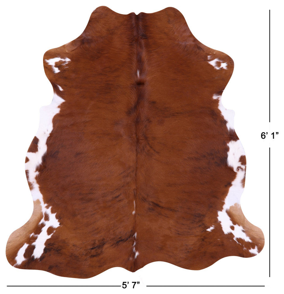 6' 1" X 5' 7" Organic Natural Hair-On Cowhide Area Rug C2032