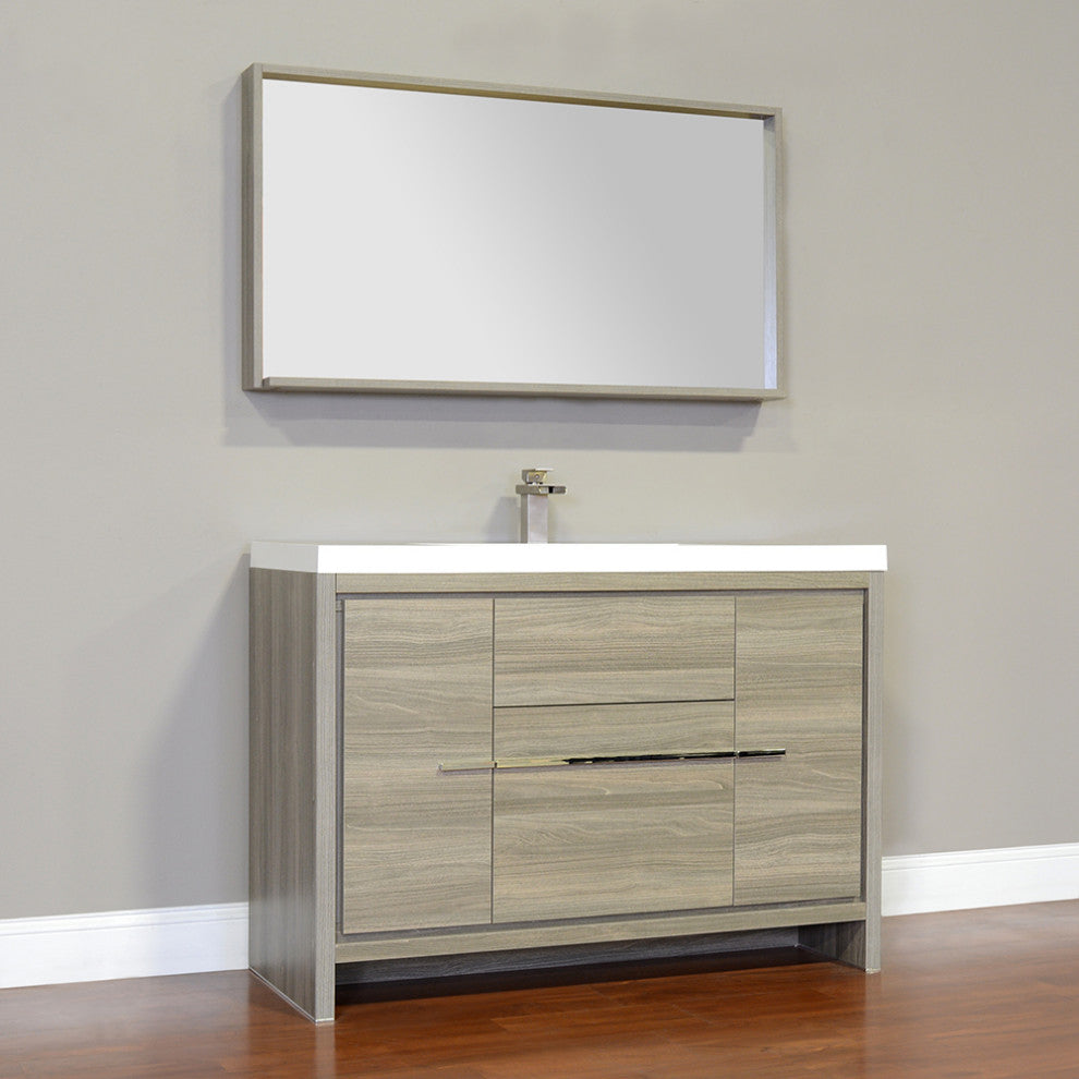 The Modern 48 Inch Single Modern Bathroom Vanity In Gray Without Mirror