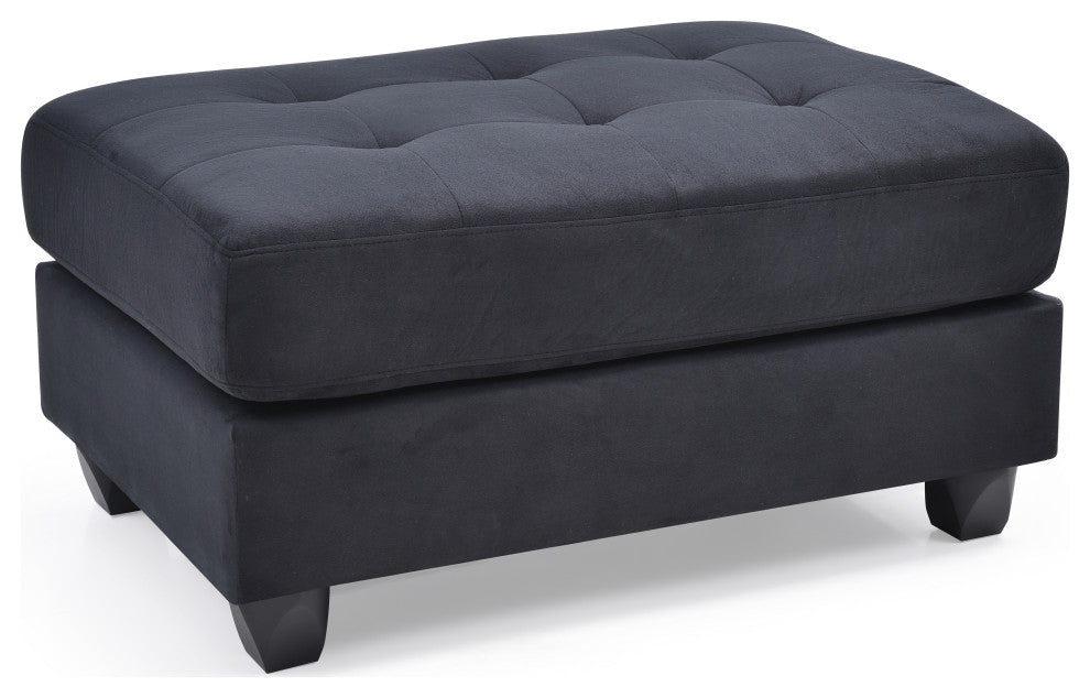Cardiff Micro Suede Ottoman, Black