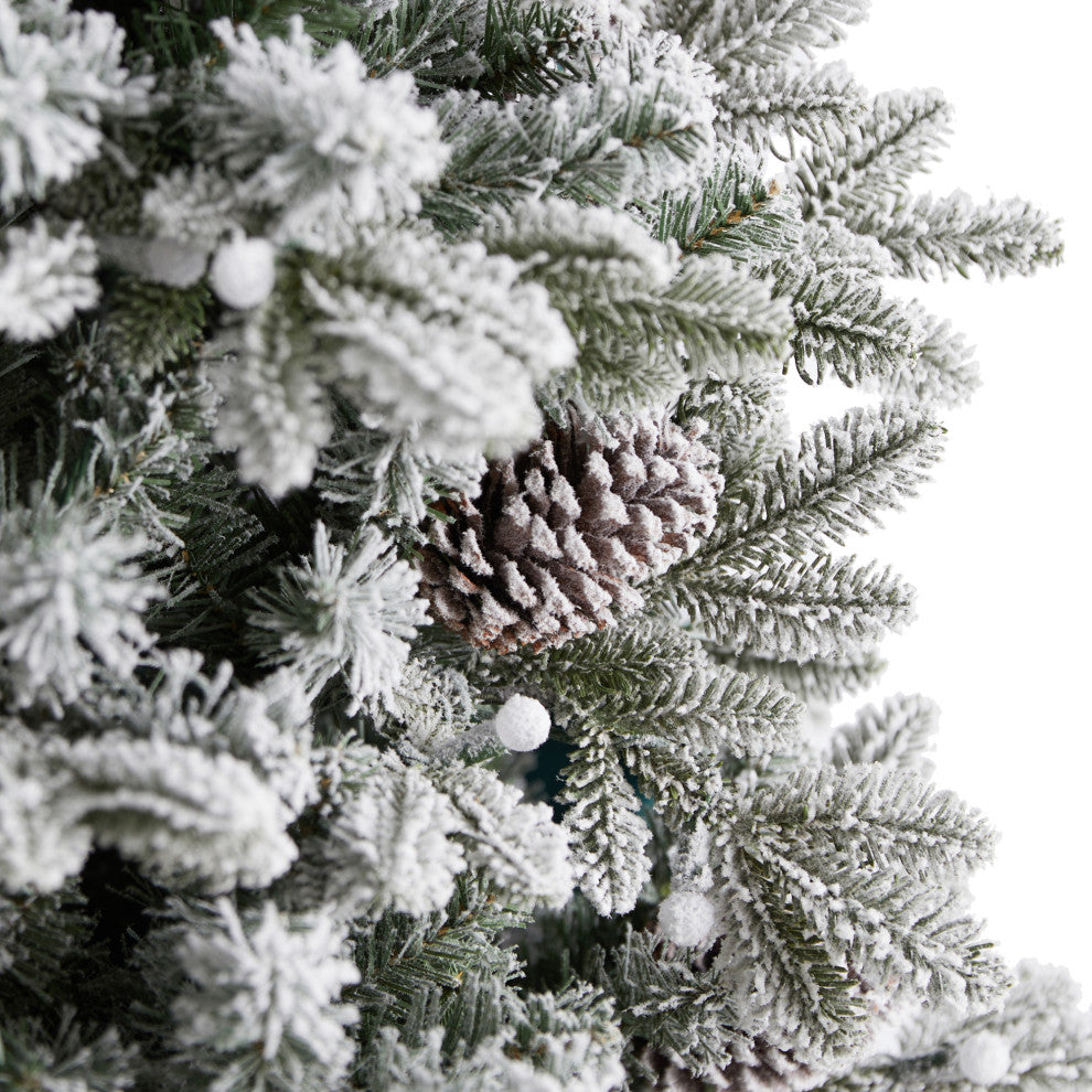 7.5' Flocked Alaskan Pre-Lit Faux Xmas Tree 350 Lights & 2155 Bendable Branches