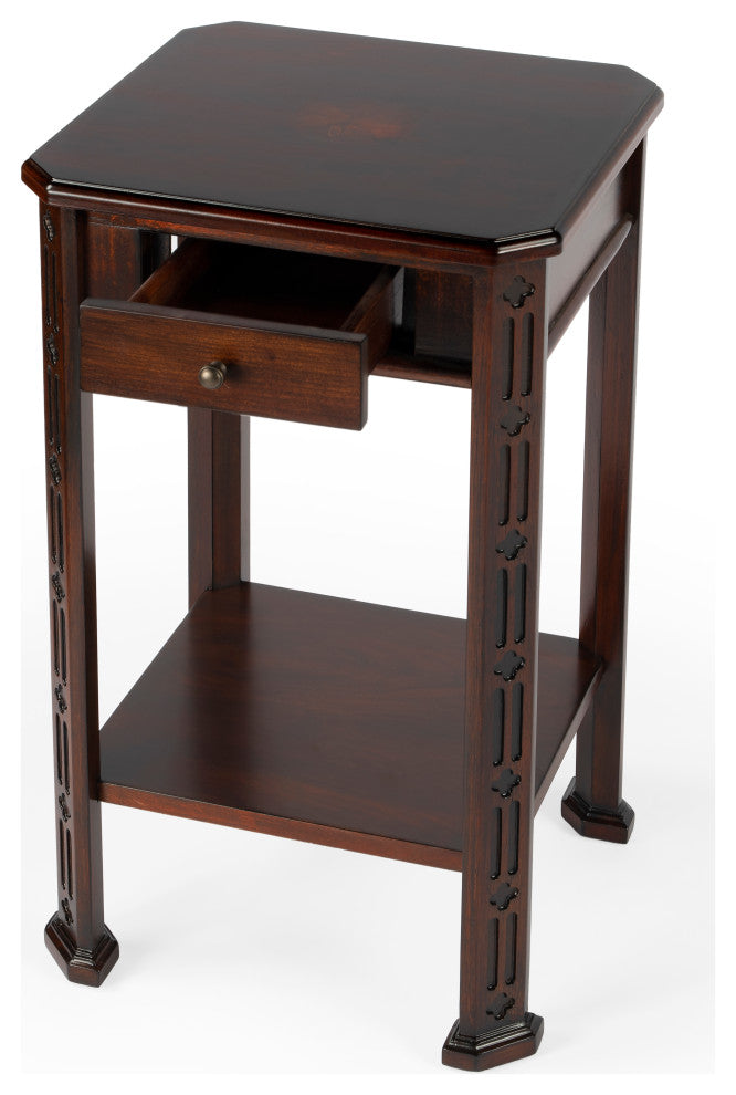 Moyer Wood Side Table With Storage, Dark Brown
