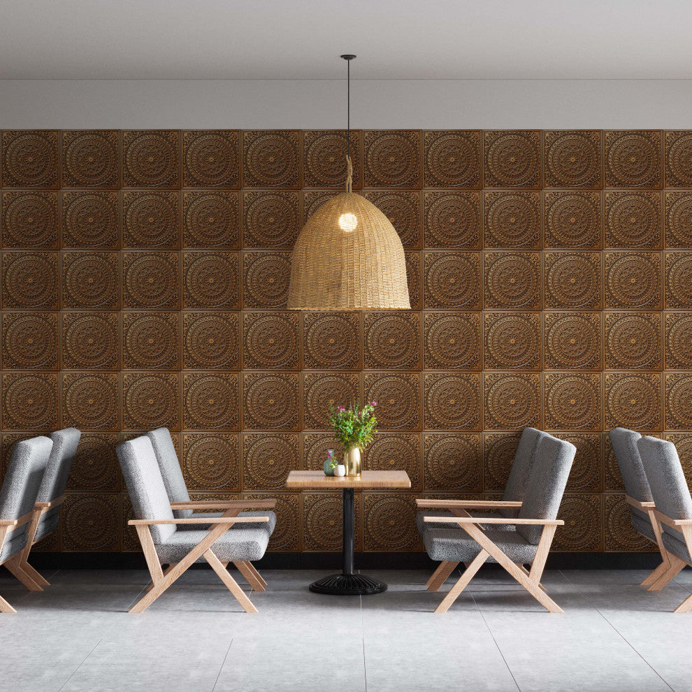 Antique Gold 3D Ceiling Panels, 2'x2', 200 Sq Ft, Pack of 50