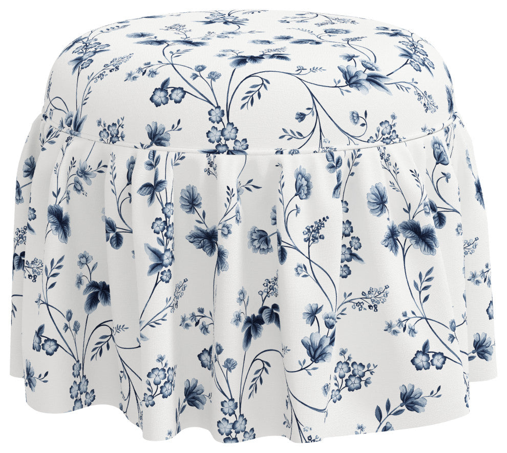 Ottoman, Margaret Chintz Blue