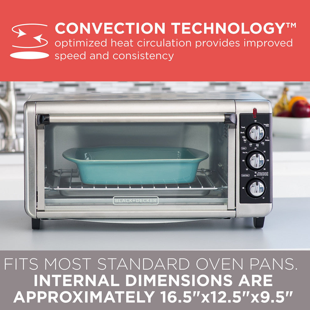 TO3250XSB 8-Slice Extra Wide Convection Countertop Toaster Oven, Includes Bake