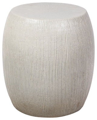 Sunburst Olive Semi-Gloss Ceramic Patio Stool