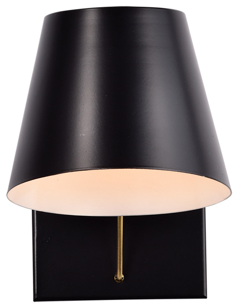 Baxter 1-Light Vanity, Black With Burnished Brass