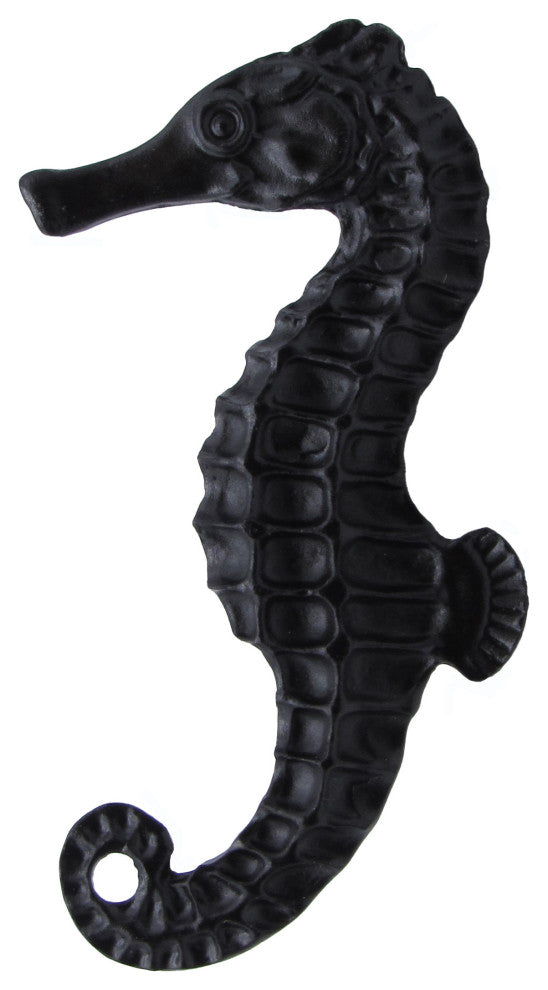 Seahorse Left Facing Cabinet Knob, Large, Matte Black