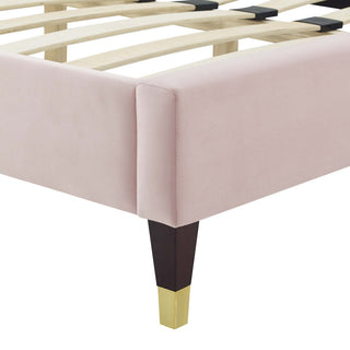 Phillipa Performance Velvet King Platform Bed, Pink