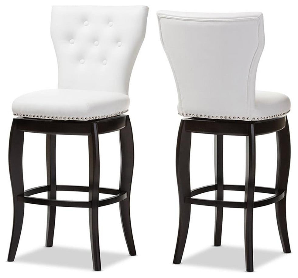 Baxton Studio Leonice 31" Faux Leather Swivel Bar Stool (Set of 2)