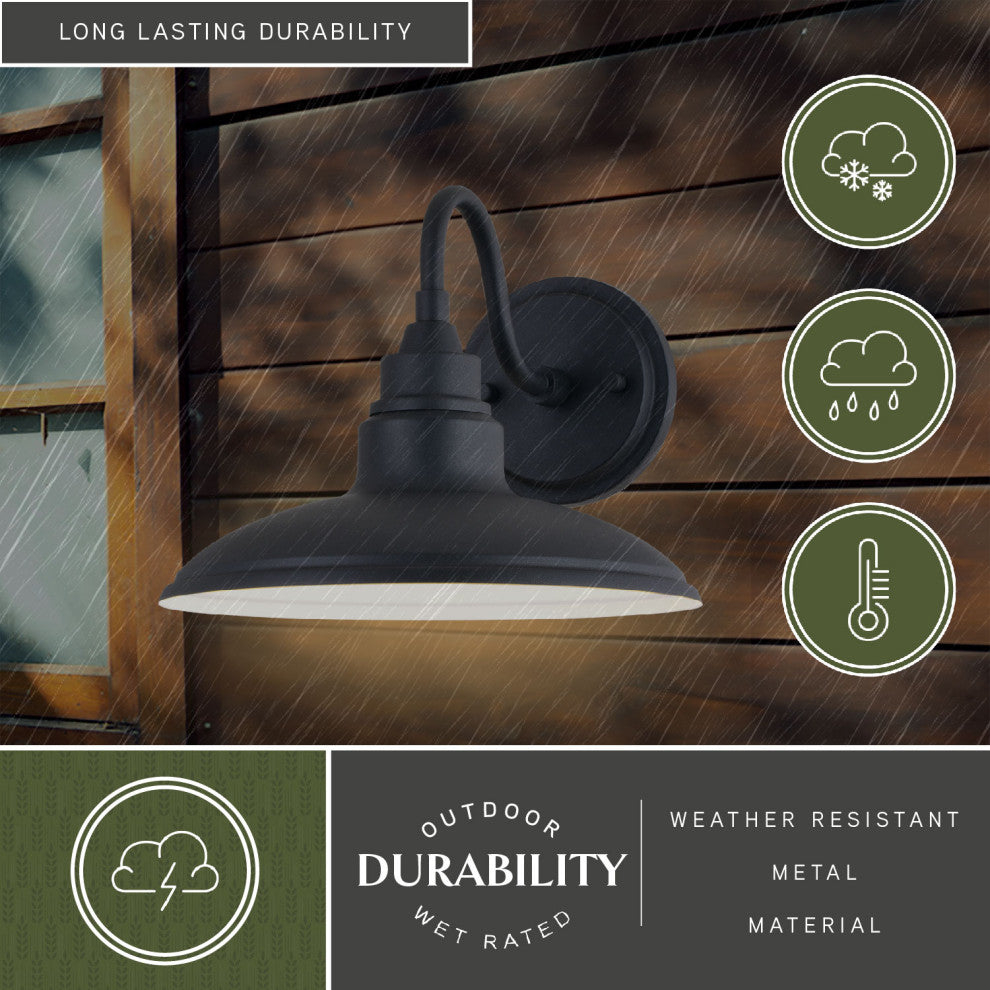 Tucson 10" LED Outdoor Wall Light Textured Black and Glossy White