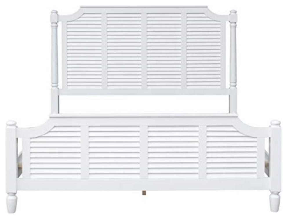 White Shutter Wood 5 Piece Queen Bedroom Set, 3 Drawer Nightstand
