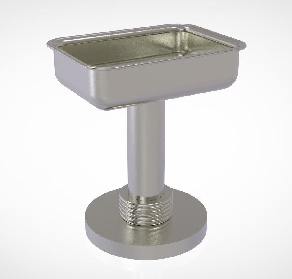 Vanity Top Soap Dish with Groovy Accents, Satin Nickel
