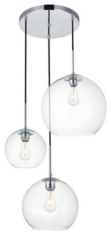 Living District Baxter 3-Light Metal Pendant in Chrome and Clear Finish
