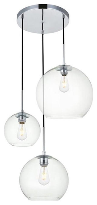 Living District Baxter 3-Light Metal Pendant in Chrome and Clear Finish
