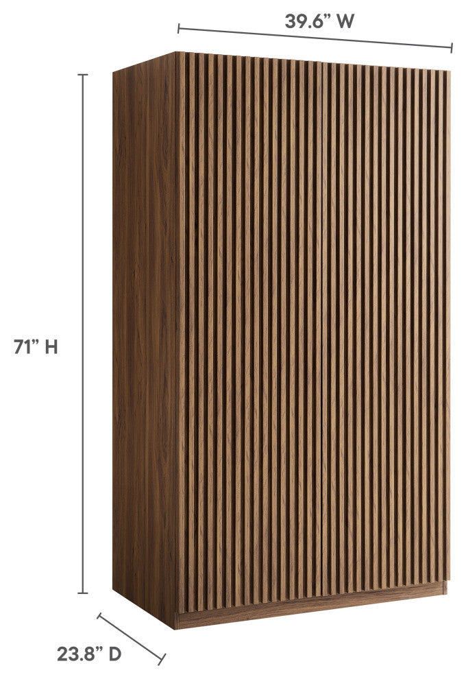 Render 2-Door Wardrobe Closet, Walnut
